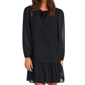 DRAPER JAMES Puff Sleeve Pleated Chiffon Dress SZ/XXL Black color.